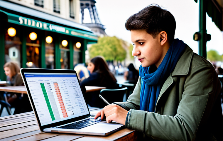**
"A young student, fully clothed in casual attire, sitting at a café table in Paris, France, reviewing a budget spreadsheet on a laptop. The café is bustling with people and the Eiffel Tower is visible in the background. Focus on a relaxed, studious atmosphere. safe for work, appropriate content, fully clothed, professional photography, perfect anatomy, natural proportions, family-friendly."
**