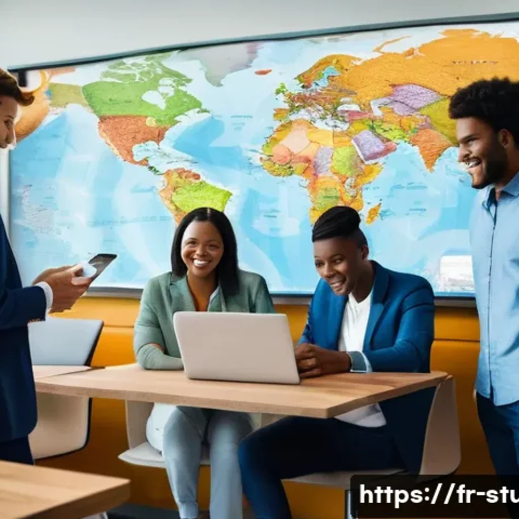 해외연수코디네이터 경력 전환 - A professional international trip coordinator managing a diverse group of young adults, organizing t...