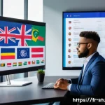 Home 22 해외연수코디네이터 글로벌 커뮤니케이션 - A professional international coordinator in a modern office environment, engaged in a virtual meetin...