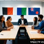 Home 20 해외연수코디네이터 문화 차이 이해 - A multicultural group of young adults engaged in a respectful intercultural dialogue workshop indoor...