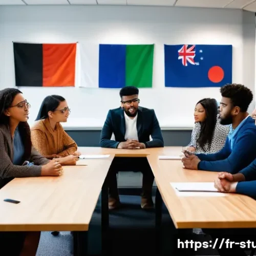 Home 32 해외연수코디네이터 문화 차이 이해 - A multicultural group of young adults engaged in a respectful intercultural dialogue workshop indoor...